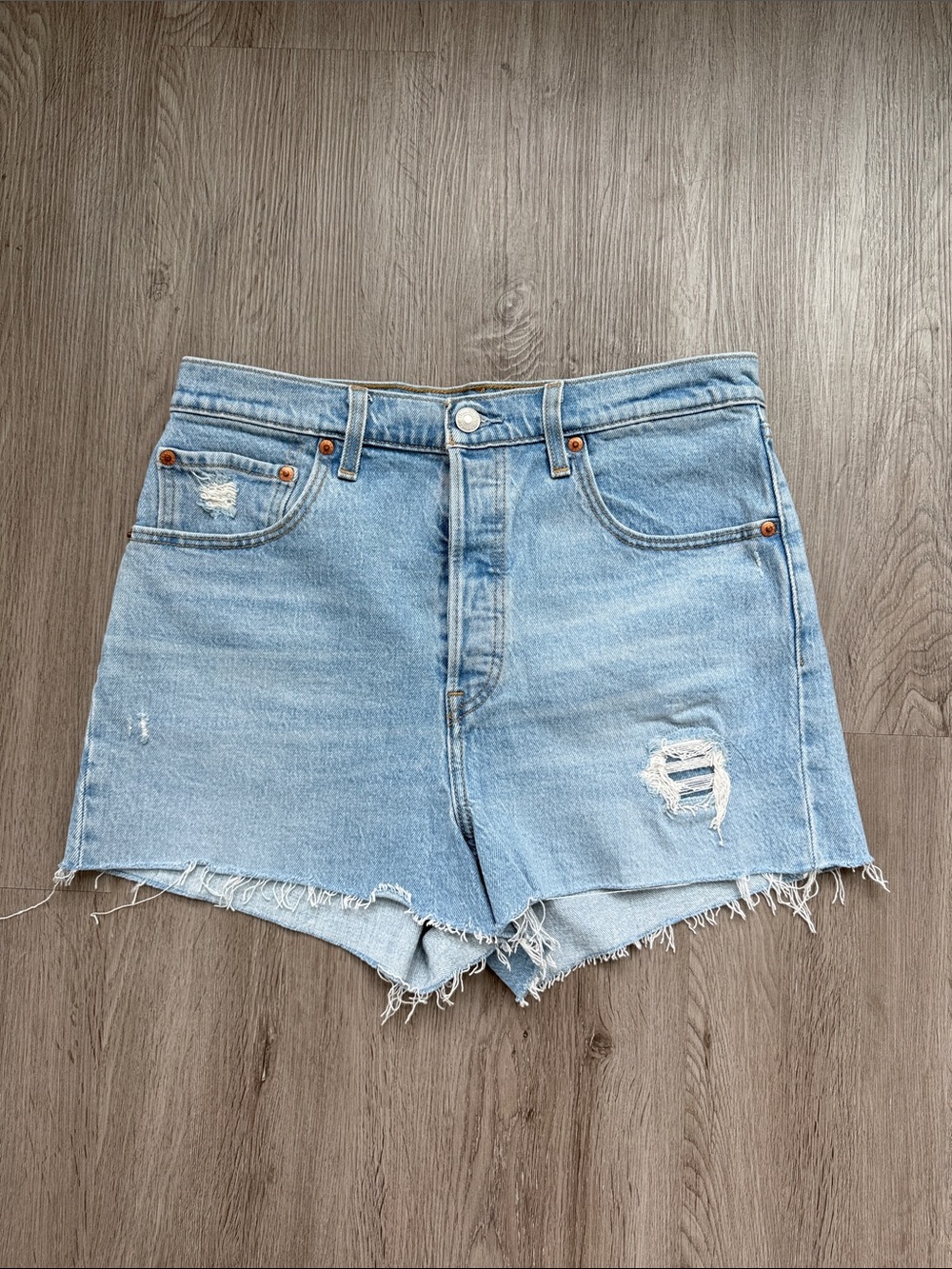 Light Blue Distressed Denim Women's Shorts